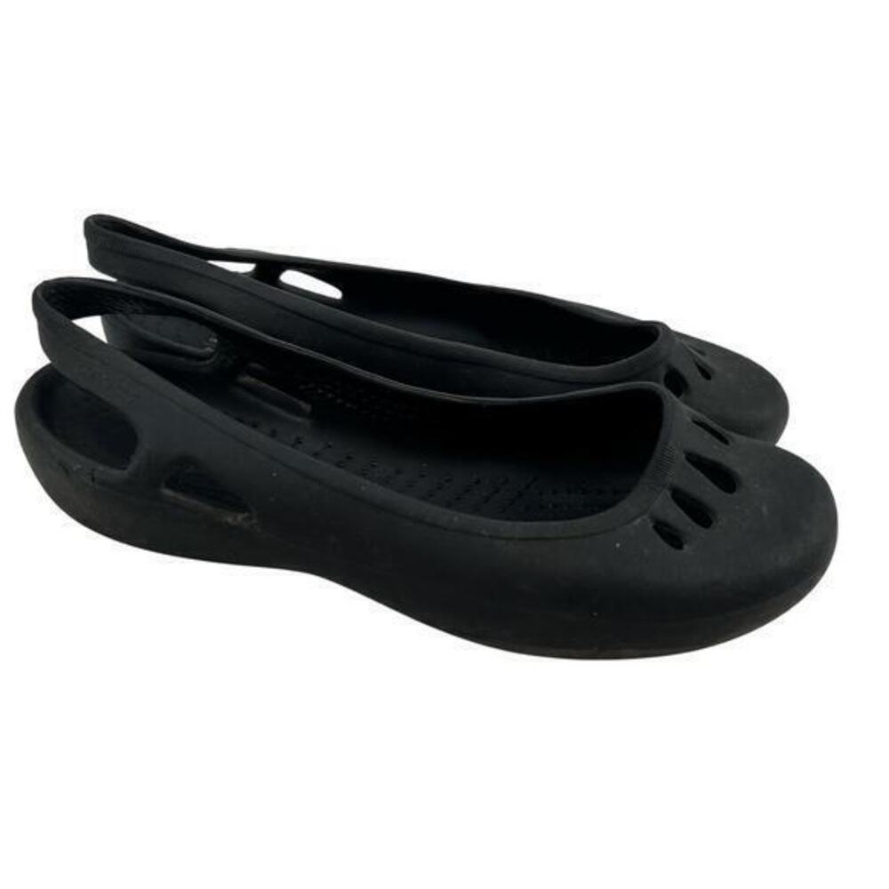 Crocs Thea sling back black flat slip on rubber cushioned footbed comfort size 7